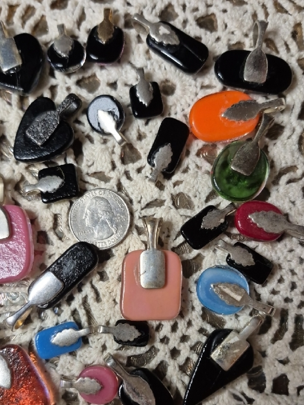 Colorful Dichroic Glass 27 Pendant Lot - Iridescent Rainbow Jewelry - Picture 9 of 9